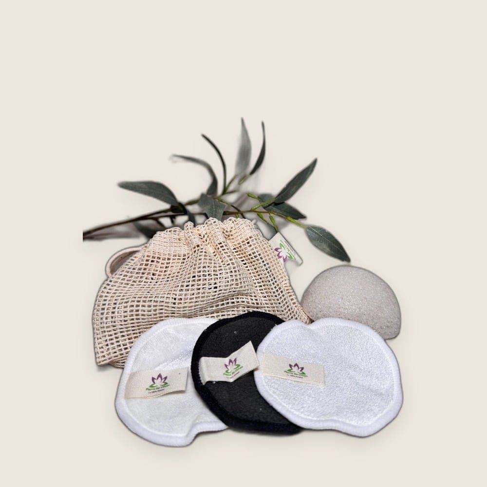 16 Disques Démaquillants Lavables et réutilisables  Fibre de Bambou + Eponge Konjac Offerte
